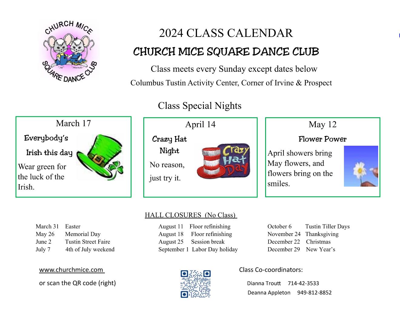 Class special events calendar Mar-May24
