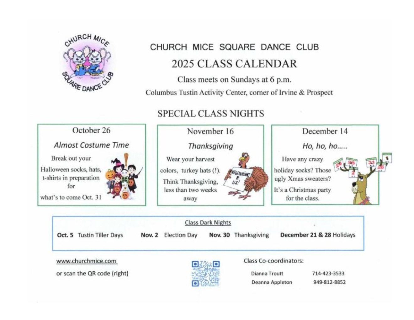 Church Mice calendar October 2025