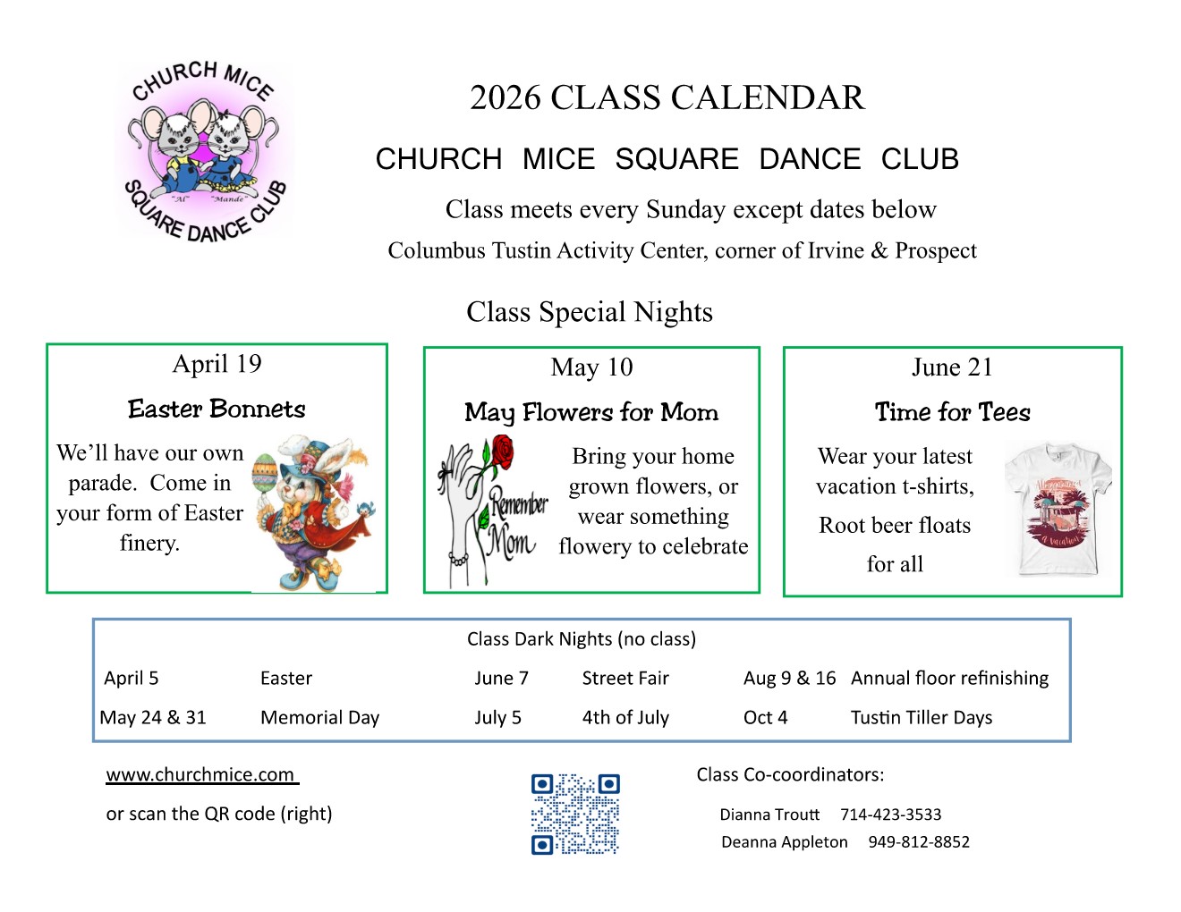 Class special events Apr-June 26